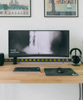 Heavy Duty Metal Power Strip With 16 Widely Spaced Outlets For Easy Access In Garage Or Workshop beneath computer monitor