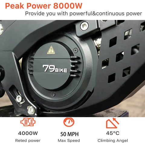 Electric dirt bike motor detail showcasing 8000W power, part of the Badass Electric Dirt Bike For Adults Teens.
