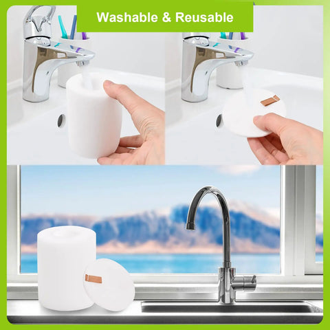 Replacement Parts Kit For IQ Series Robot Vacuum That Is Plug And Play, filter being rinsed under faucet