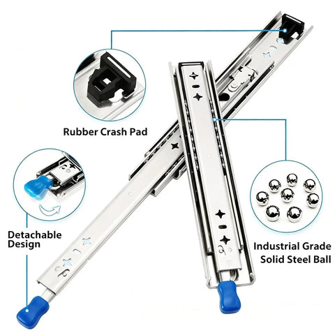 Heavy Duty Drawer Slides With Full Extension Ball Bearing Detachable Design for Cargo Racks 38 Inch Length with steel balls