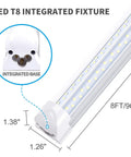 Close-up of 8 Foot Linkable LED Shop Light Fixture With 120W T8 Integrated 4 Rows Of LED Tubes, showing base and dimensions