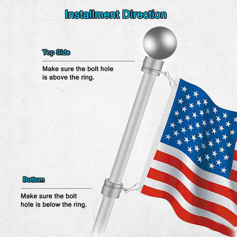 Installing Premium Aluminum Flag Pole Rings Featuring Smooth Three Sixty Rotation And Corrosion Resistant Locking Clips.