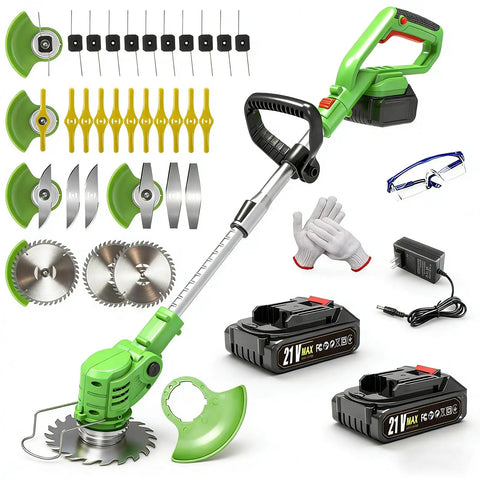 Powerful Cordless Electric Weed Wacker With Battery Power 3 In 1 Stringless Grass Trimmer Lightweight Brush Cutter And Edger