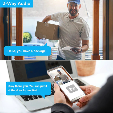 Delivery person using Smart Wireless Doorbell Camera With 1080P HD Video IP65 Weatherproof Outdoor Clear Night Vision Motion Alerts