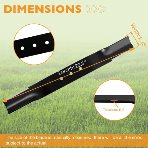 Lawn Mower Blade Set For 60 Inch Finish Cut Mowers Replacement 9037 Blades With Twenty Point Five Inch Length dimensions