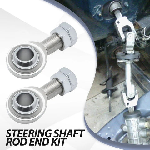 2 Pieces Steering Shaft Support Set With Three Quarter Inch Right Hand Thread Spherical Heim Joint And Jam Nut, Heavy Duty Steel Construction For Stabilized Steering And Easy Install. steering shaft rod end kit shown installed on vehicle steering linkage