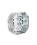 One Half Inch Deep Octagon Electrical Box With Two Side Knockouts And Four Cable Clamps For MC BX Flex Conduit, 15.5 Cu In Capacity