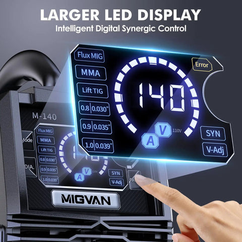 140 Amp 3 In 1 MIG Welder For Flux Core MIG Stick And Lift TIG 110V Portable Inverter Gasless Welder With Large LED Display
