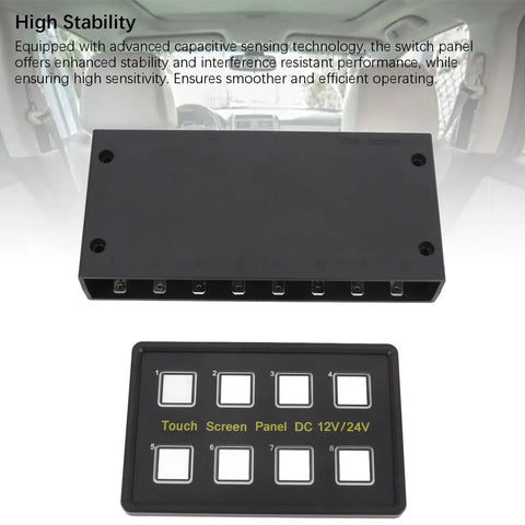 Eight Gang Touch Switch Panel LED 12V 24V IP68 Waterproof Control Box for RV Car Truck Marine Use with Capacitive Sensing Tech