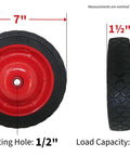 7 Inch Semi Pneumatic Rubber Tire With Diamond Tread And Steel Hub Featuring Grafoil Bearings Workhorse Half Inch Bore Offset Axle
