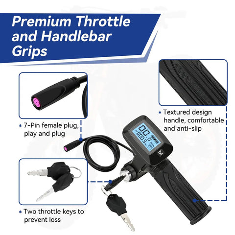 Ebike Throttle Kit With M Button For Tuttio Soleil01 Electric Dirt Bike And Tutto E Bike With LED Display Replacement Grips