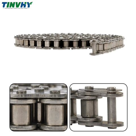 60 Pitch Heavy Duty 10 Foot Roller Chain Kit With Connecting Links Perfect For Grain And Oil Processing Mill Machines Plus Wood Saw And Cement Production Equipment For Smooth Power Transmission, steel chain close-up
