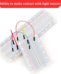 Ultimate Breadboard Kit For Makers 6 Piece Solderless Breadboard Set with wires, showing large board with tight inserts.