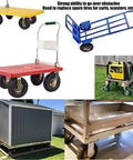 2 Pack Heavy Duty Industrial Grade Swivel Caster Featuring Natural Rubber Pneumatic Tires moving carts over obstacles.