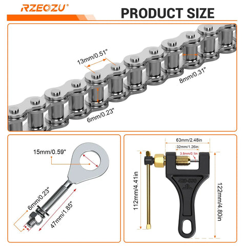 Mini Bike 420 Chain Kit Silver Drive Chain With 42 Link Front Chain And 90 Link Rear Chain product size details