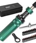 Precision Torque Screwdriver Set With 10 To 70 Inch Pounds Range Quarter Inch Drive 24 Piece Handy Kit For Precise Tightening Great For Electronics Appliances DIY Projects And Car Maintenance, green handle and bit set