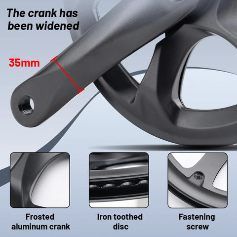 Close-up of 52T Crankset With 152mm Aluminum Arm For 6 To 8 Speed Bikes Including City, Fat, E Bikes And Folding Bikes