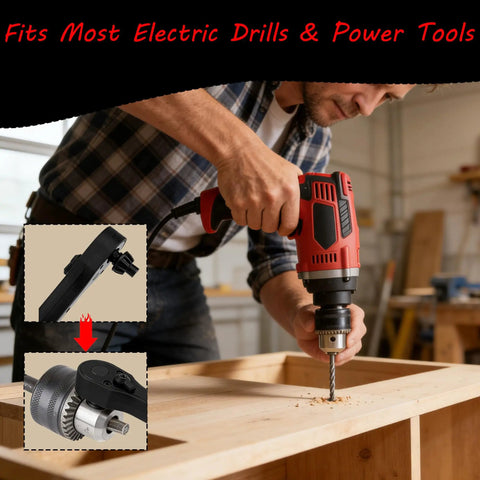 Universal Magnetic Ratcheting Drill Chuck Key Three In One Electric Drill And Drill Press Spanner with a man using a drill.