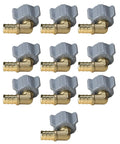 10 Pack 1/2 Inch PEX To 1/2 Inch Female NPT Swivel Elbow Fittings, No Sweat Crimp, Works With All PEX Tubing Brands, NSF ANSI 61 Certified For Potable Water And Hydronic Heating, Built To Last Universal Fit. Brass elbow fittings shown in a 10-pack