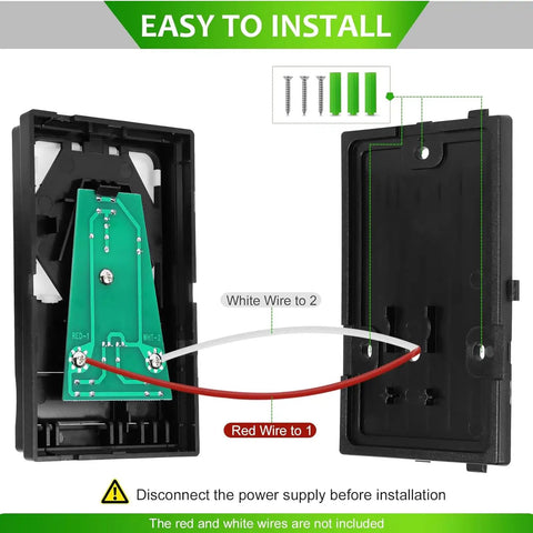 Wall Mount Garage Door Control Panel Switch For Plug And Play Opener Setup installation guide showing wiring and mounting hardware