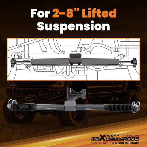 Dual Steering Stabilizer For Ford F 250 F 350 Super Duty 4WD Lifted Trucks, 2 To 8 Inch Lift, G1 Version, heavy-duty steel body