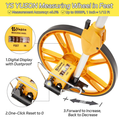 Heavy Duty Foot Measuring Wheel, 12 Inch Digital Roll Meter For Contractors, Dead On Accuracy, One Touch Reset, Includes Tape And Canvas Bag, Built Different And Glides Through Yard Work Like A Charm