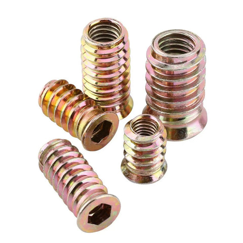 20 Piece M6 Screw In Nut Threaded Wood Inserts For Rock Solid Furniture Assembly Zinc Plated Hex Socket Kit No Sweat Install Heavy Duty Quick Repair Tool Set