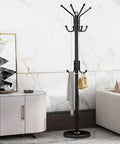 Freestanding Modern Coat Rack With Natural Marble Base And No Wobble Metal Frame 11 Hooks Hall Tree For Jackets Hats Bags