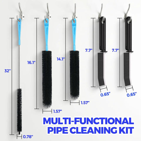 Dryer Vent Cleaner Kit 5 Piece Flexible Snake Brush Set for Lint Removal and Tight Spaces Clean Vents Drains Fridge Coils