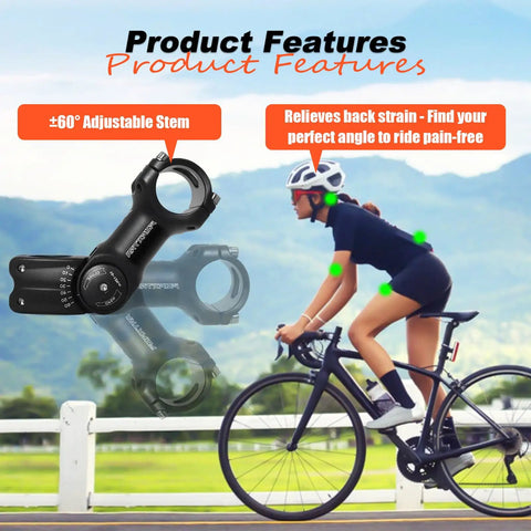 Adjustable 31.8mm Bike Stem Riser With 120 Degree Tilt And 150mm Height Extension for comfort on road bike