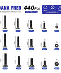 Image of 440 Piece Metric Hex Socket Head Cap Screws And Nuts Kit In Alloy Steel 10.9 Black Finish M3 M4 M5, various lengths.