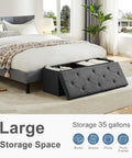43 Inch Storage Ottoman Bench With Padded Gray Seat And Hidden Chest End Of Bed Foot Rest Stool For Bedroom And Living Room