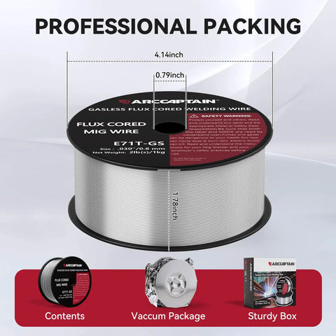 Flux Core Welding Wire.030 E71TGS MIG Weld Wire Gasless Flux Core Two Pound Two Spool Pack professional packaging