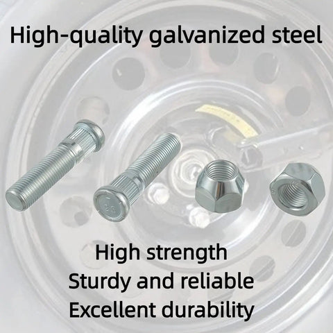 12 Piece Trailer Wheel Studs With Nuts For 2000-3500 Lb Axles, 1/2-20 UNF Thread, 0.54 Inch Spline, corrosion resistant kit