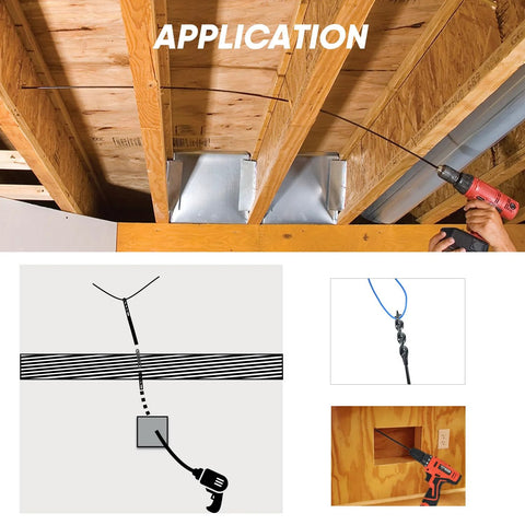 HUAALIUCHE 54-Inch flexible installer drill bit for pulling wires; auger with screw point and fish-eye; storage tube.
