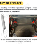 Rock Solid 7 Inch Heavy Duty Recliner Springs Replacement Kit Stainless Steel Couch Mechanism Parts compatible with Lazy Boy, installation guide.