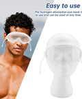 Man wearing Hydrogen Eye Mask Kit With Inhalation Device And Cooling Glasses for eye fatigue relief, with mannequin display.