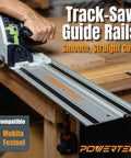 Nail Those Long Cuts With This Heavy Duty Track Saw Extension Kit Featuring Two Extruded Aluminum Guide Rails And Rock Solid Splice Connectors For Makita Or Festool Woodwork Projects. Track saw in use on aluminum rails.