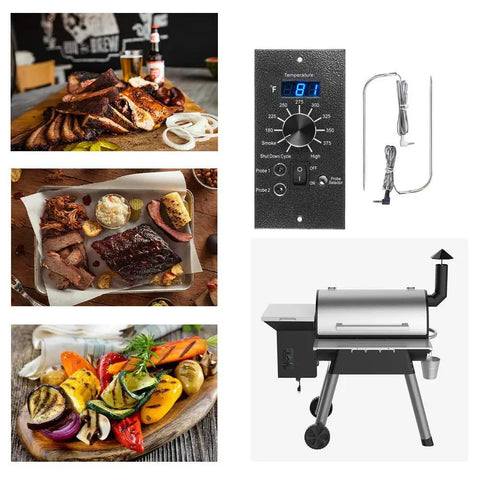 Digital Thermostat Kit Replacement Controller For Pellet Grills With Dual Meat Probes on BBQ setup with food