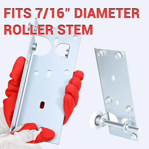 Beefed Up Heavy Duty Replacement Garage Door Bottom Roller Brackets With Seven Sixteenth Inch Diameter Roller Stem displayed
