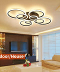 41.3 Inch Dimmable LED Ceiling Light With Remote Control, Slick Black Flush Mount Ring Fixture in living room setting