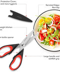 Three Pack 8.7 Inch Kitchen Scissors All Purpose Heavy Duty Shears With Sheath For Food Prep Meat Poultry Fish Veggies Seafood And More Tough As Nails Razor Sharp Multi Use Kitchen Tools For Home Camp And RV, stainless steel blades