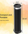 Indoor Space Heater With Remote, 24-Inch Oscillating Tower, 1500W Quiet PTC Ceramic Heater With Thermostat, front view