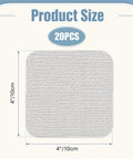 Heavy Duty Self Adhesive Mesh Window Screen Patches Quick Fix Kit showing 20 mesh patches each 4" square for easy repair.