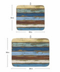 Blue Yellow Brown Wood Grain Dish Drying Mat For Kitchen Counter Absorbent Microfiber Quick Drying Machine Washable 16 By 18 Inches Abstract Art For Countertop