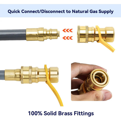 Quick connect fittings for Natural Gas Conversion Kit With Half Inch ID Hose And Quick Connect 60000 BTU Output