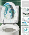 Cosmic Pattern Resin Elongated Toilet Seat for Bathroom featuring jellyfish design, suitable for standard toilets.