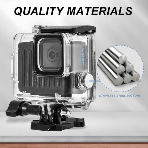 Waterproof Case For Hero 4K Action Camera With 196FT 60M Underwater Depth, Durable Dive Housing Plus Accessories highlighted.