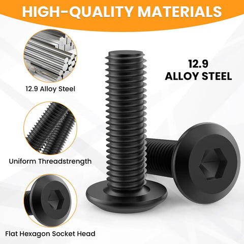 60 Sets M6 Threaded Insert Nuts and Bolts Kit for Wood Hex Socket Furniture Screws 4/5 and 1-1/2 Inch with Washers Wrenches Drill Bit