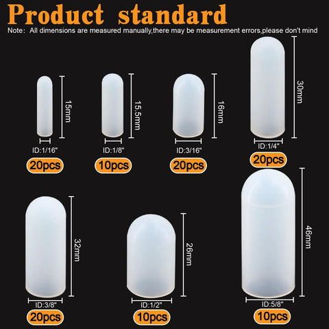 High Temp Silicone Rubber End Cap Kit 110 Piece Assorted Tapered Caps in various sizes from 1/16 to 5/8 inch